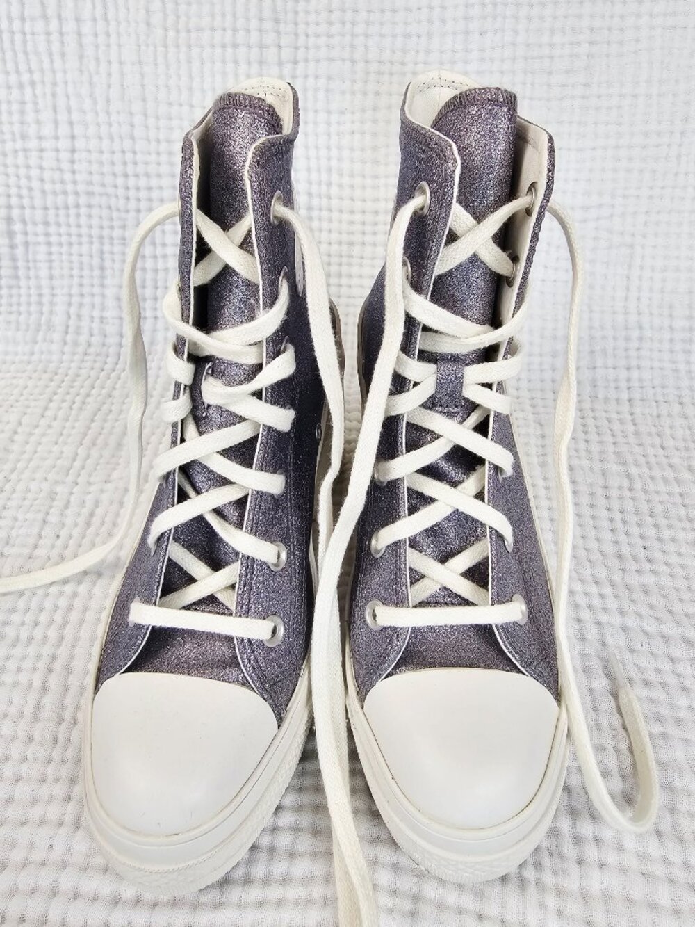 Converse Chuck 70 De Luxe Heel | Silver Glitter Platform | Women's 8/Men's 6 - Picture 7 of 9